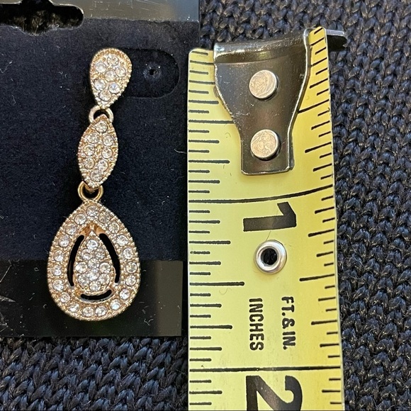 Gold Tone And Crystal Pear Shaped Drop Earrings - Picture 6 of 9